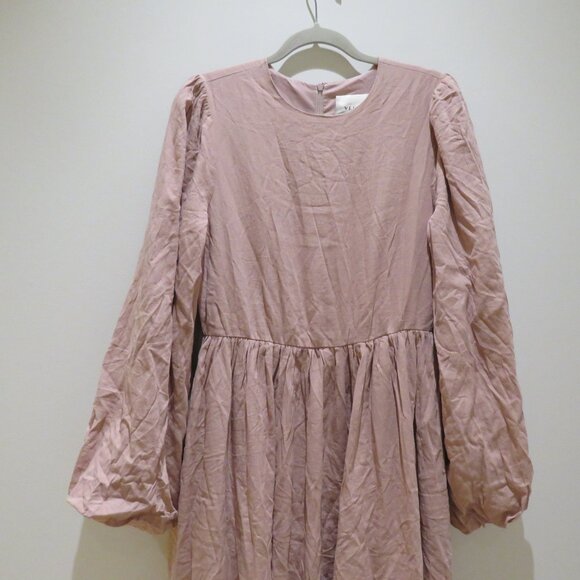 VEILED NEW YORK Balloon Sleeve Maxi Modest Dress Blush Medium Tall Wedding Abaya - Picture 4 of 15